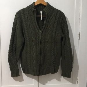 Leo & Nicole Cotton Cable Knit Cardigan Zip Front